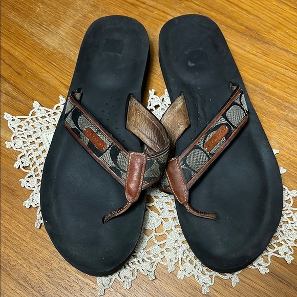 Coach Juliet Leather Flip Flop Size 9 9.5 - Picture 1 of 5